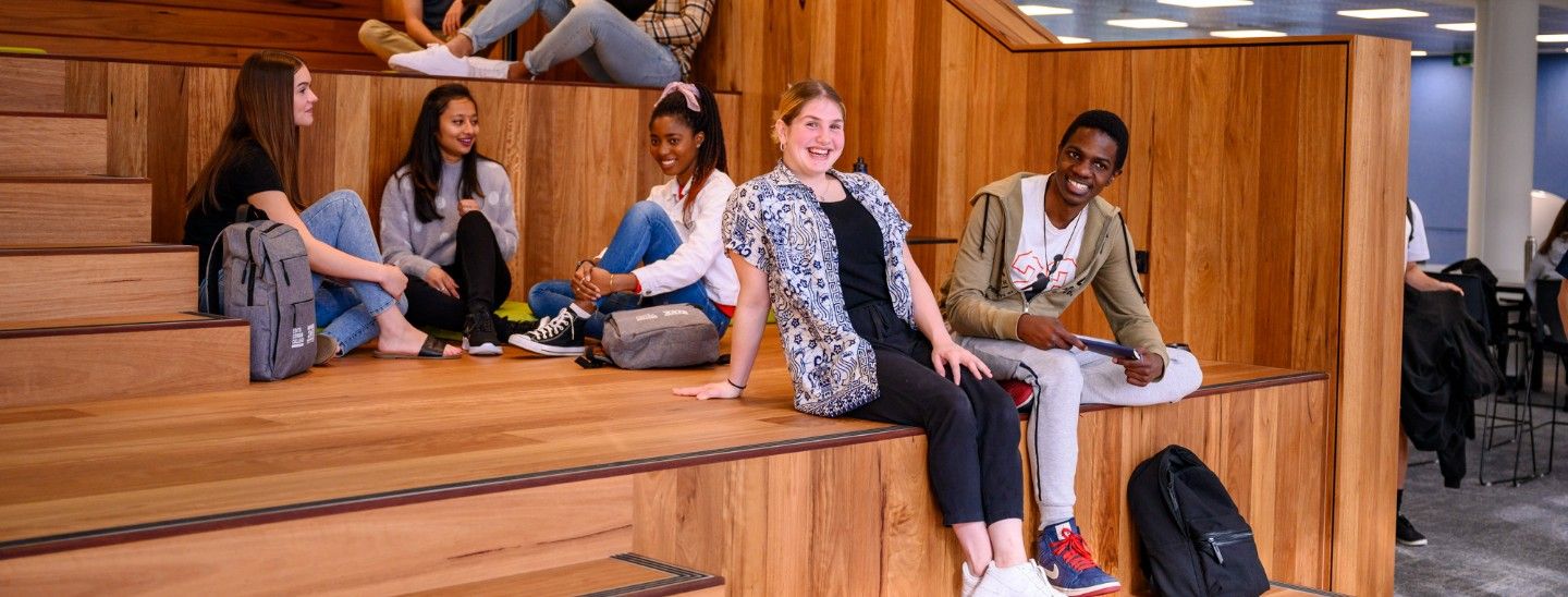 Group sitting on stairs