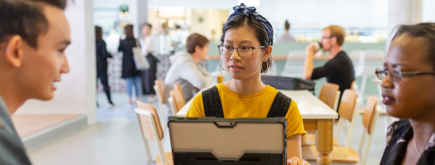 Off campus group talking