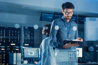 Off campus male using digital pad